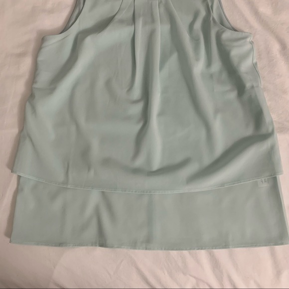 J. Crew—Aqua/Blue/Green Tiered Chiffon Tank Top F3805 with Button Back—Size 2 - Picture 6 of 9